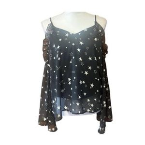 By Together Star Print Cold‎ Shoulder Top